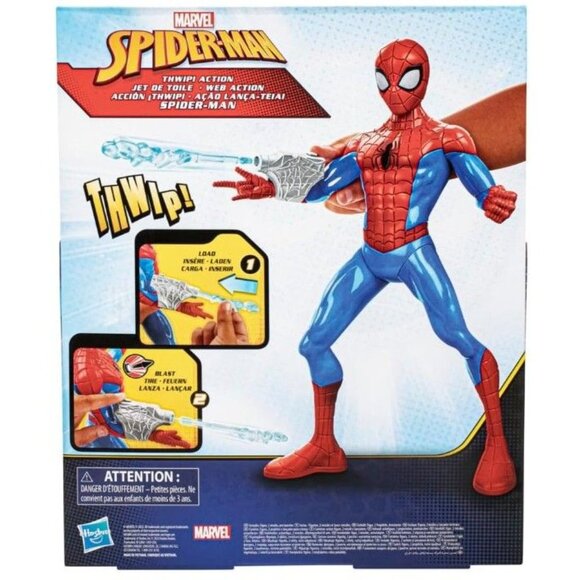 Marvel Spider-Man Thwip Action Figure, 13"Scale Ages 5 & Up, Web Blaster Access - Picture 5 of 5
